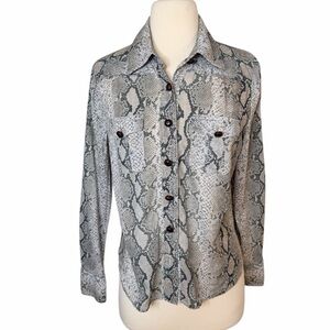ZIMMERMAN SNAKE SKIN COTTON PRINTED BlOUSE WITH LEATHER BUTTONS.
